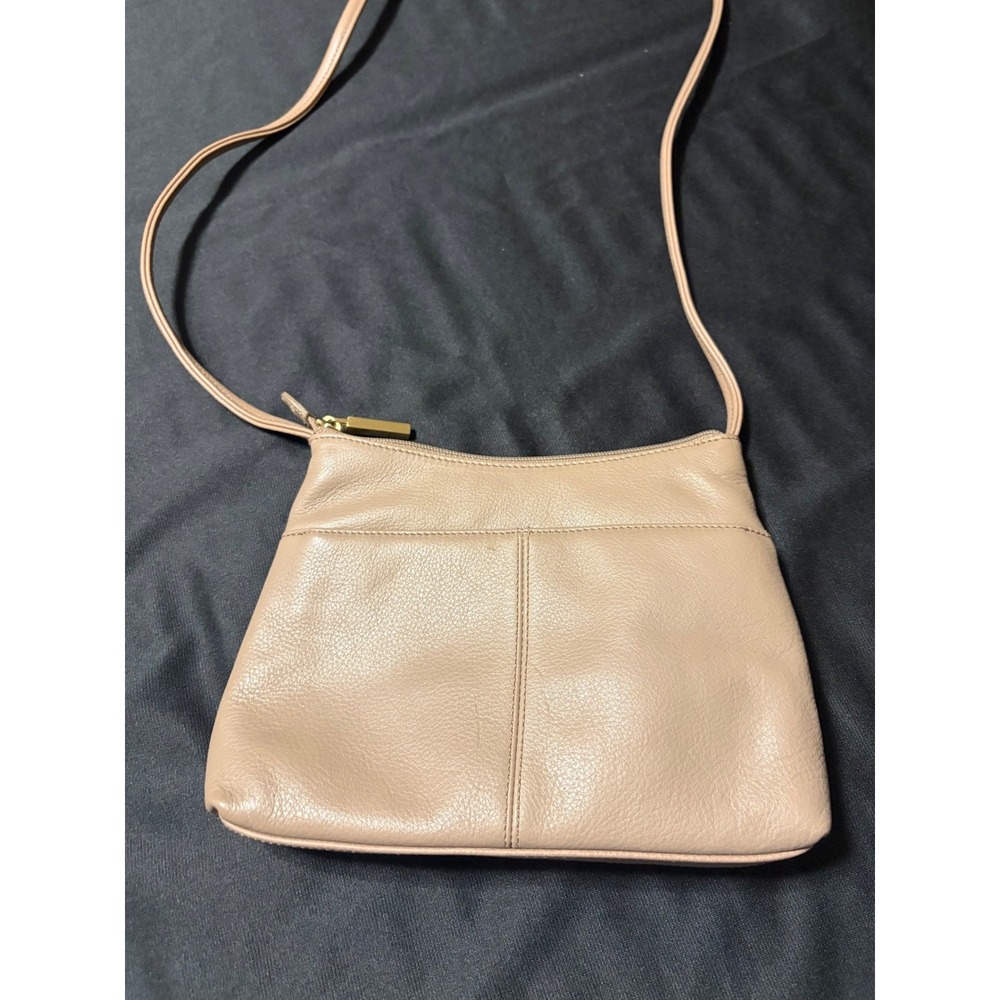 Stone Mountain Small Taupe Pebbled Crossbody Shoulder Bag Zip Top